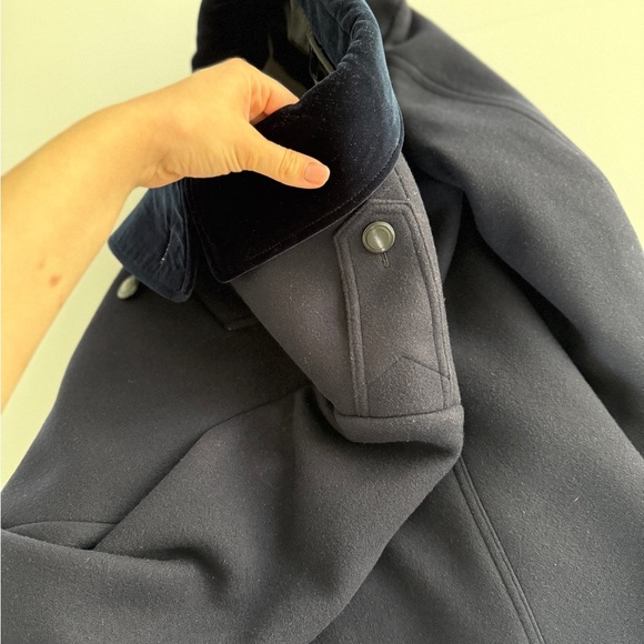 Tom Ford Mens Wool Felt Officer Pea Coat Jacket Navy IT 52 US 42 L Velour Collar - Picture 15 of 16